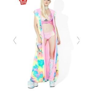 Dolls Kill J. Valentine Pastel Tie Dye Velvet Duster